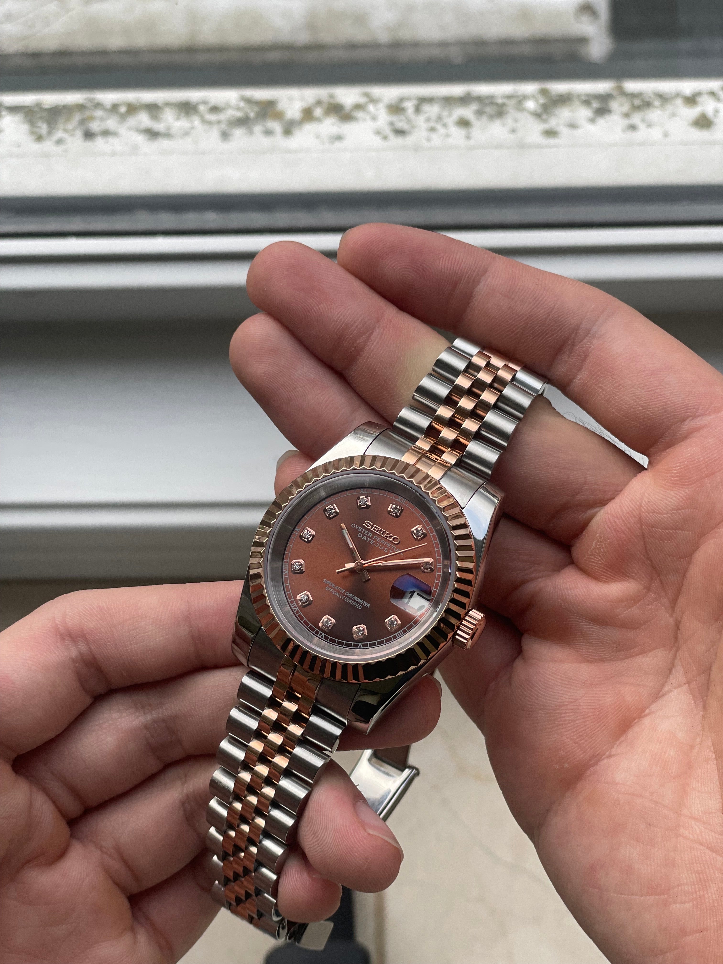 TwoTone rose gold Datejust Seiko mod