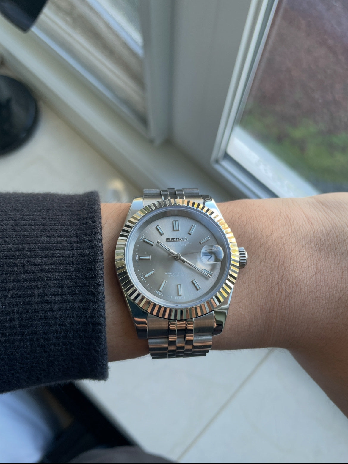 Silver Datejust Seiko mod