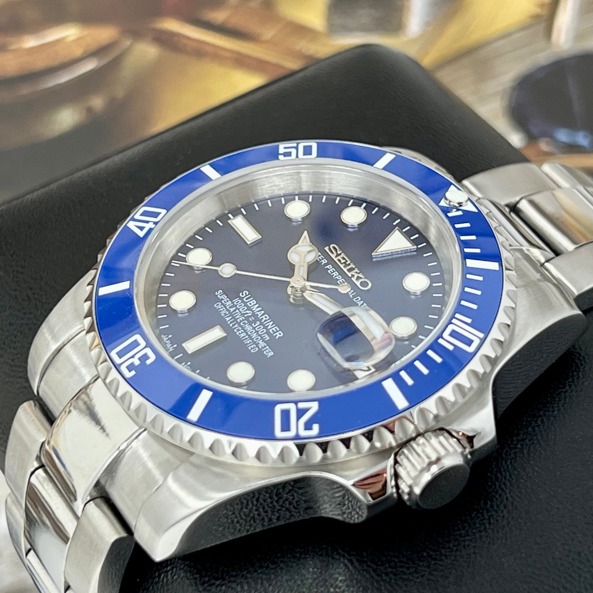 Blue Submariner Seiko mod
