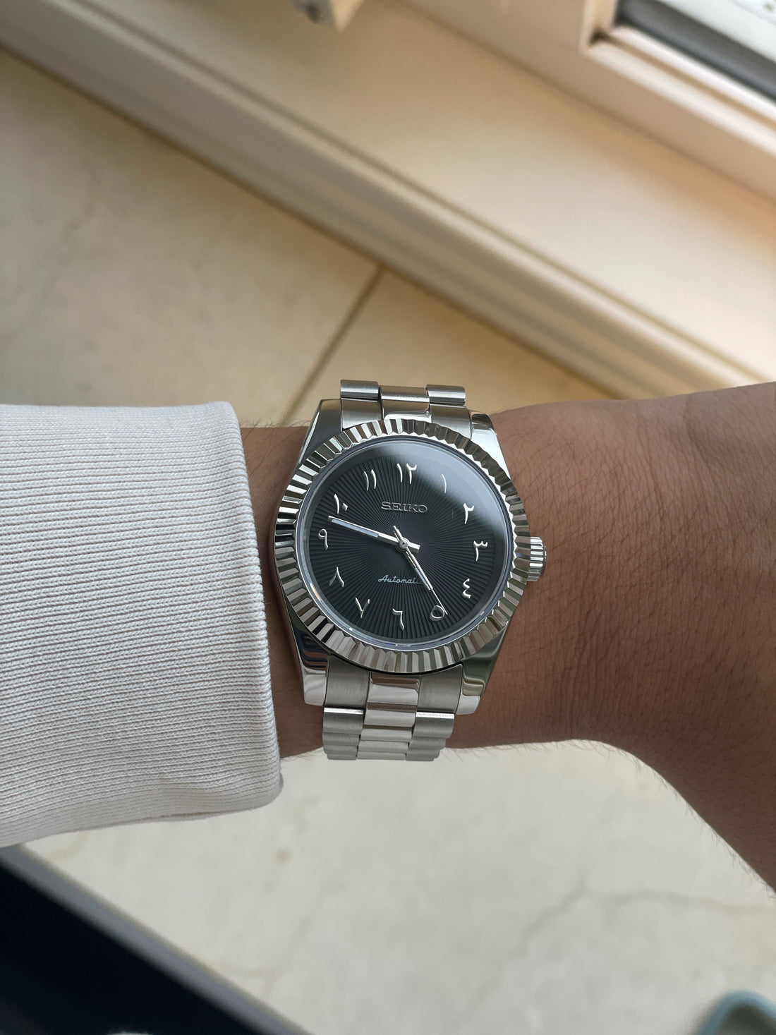 Black Arabic Datejust Seiko mod