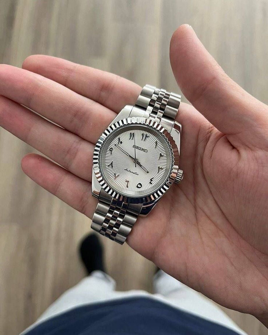 White Arabic Datejust Seiko mod