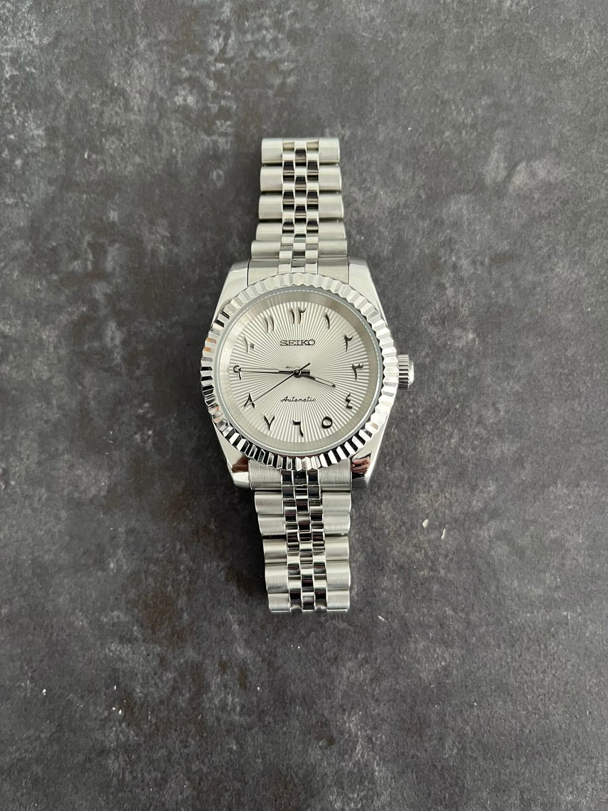 White Arabic Datejust Seiko mod