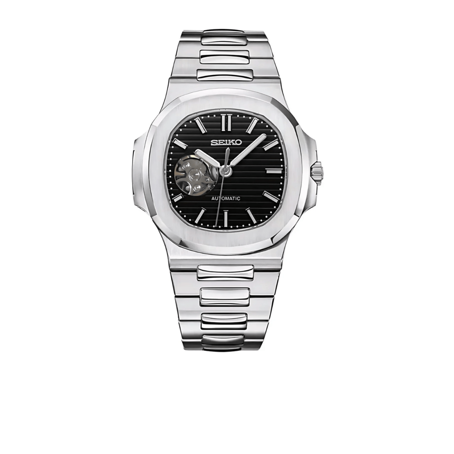 Openheart Black Nautilus Seiko mod