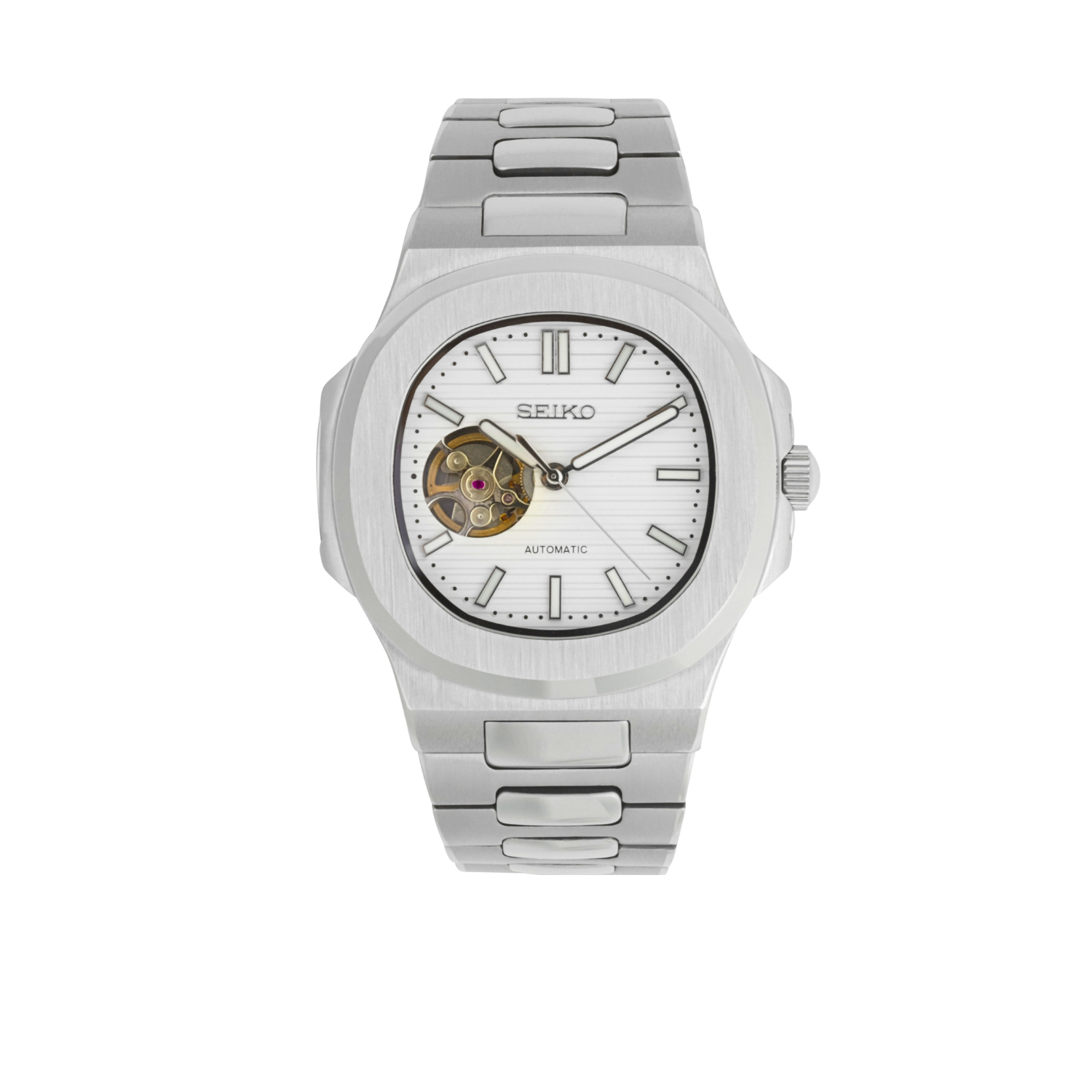 Openheart White Nautilus Seiko mod